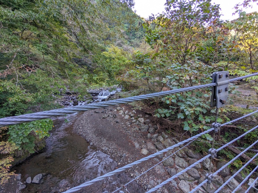 清水森林公園 黒川キャンプ場の吊り橋から見える川