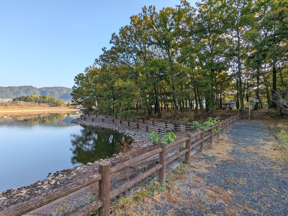 立岡自然公園キャンプ場から見える立岡池